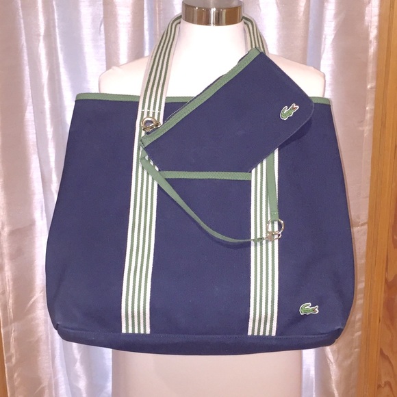 Lacoste Handbags - Lacoste Heavy Canvas Navy Blue Beach Tote